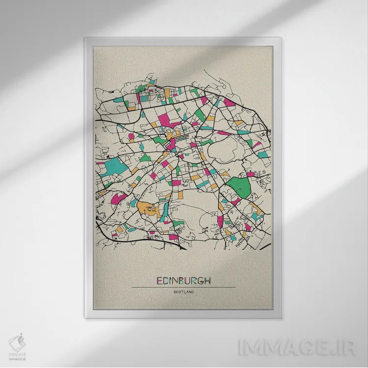 تابلو نقشه اباوربرو، اسکاتلند اثر آیشه دنیز آکِرمان - نمای قابدار سفید
