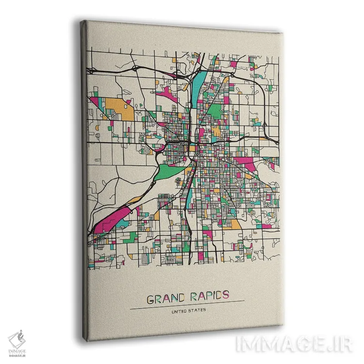 تابلو نقشه گرند رپیدز، میشیگان اثر آیشه دنیز آکِرمان - نمای پرسپکتیو محصول