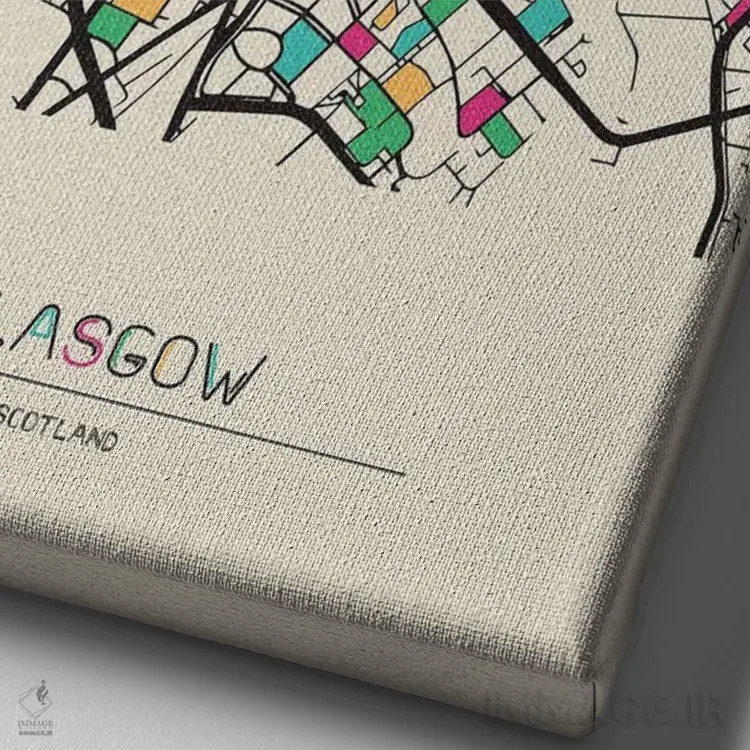 تابلو نقشه گلاسگو، اسکاتلند اثر آیشه دنیز آکِرمان - نمای نزدیک بافت بوم