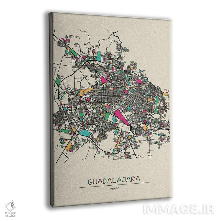 تابلو نقشه گوادالاخارا، مکزیک اثر آیشه دنیز آکِرمان - نمای پرسپکتیو محصول