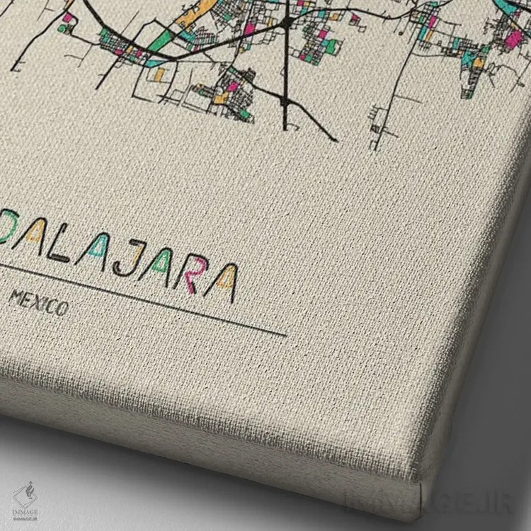 تابلو نقشه گوادالاخارا، مکزیک اثر آیشه دنیز آکِرمان - نمای نزدیک بافت بوم
