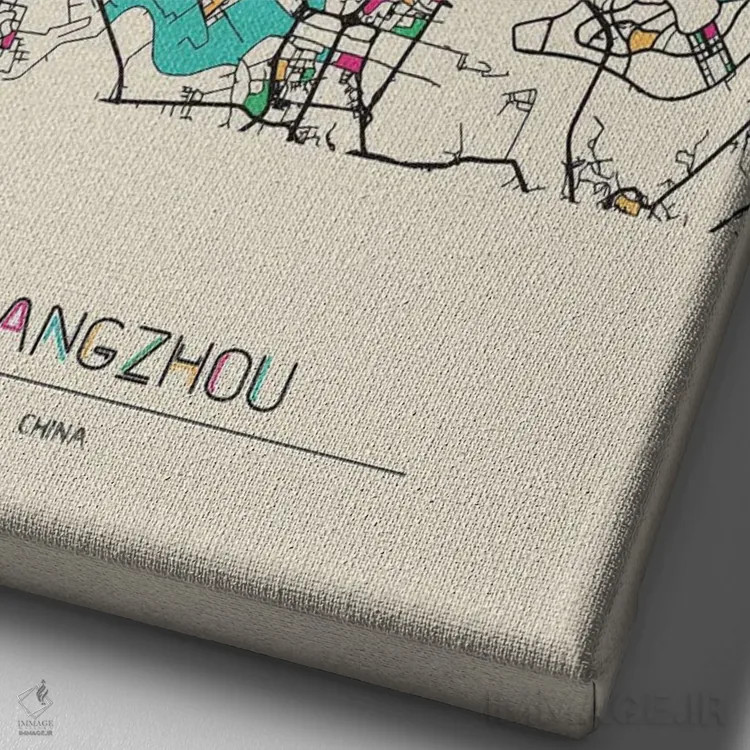 تابلو نقشه گوانگژو، چین اثر آیشه دنیز آکِرمان - نمای نزدیک بافت بوم
