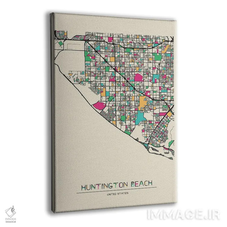 تابلو نقشه هانتینگتون بیچ، کالیفرنیا اثر آیشه دنیز آکِرمان - نمای پرسپکتیو محصول