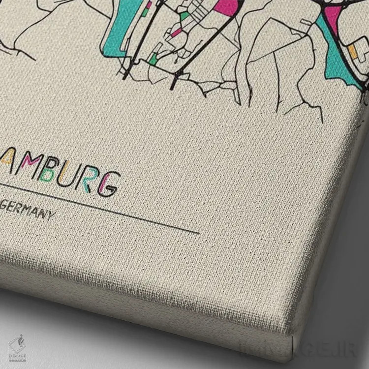 تابلو نقشه هامبورگ، آلمان اثر آیشه دنیز آکِرمان - نمای نزدیک بافت بوم