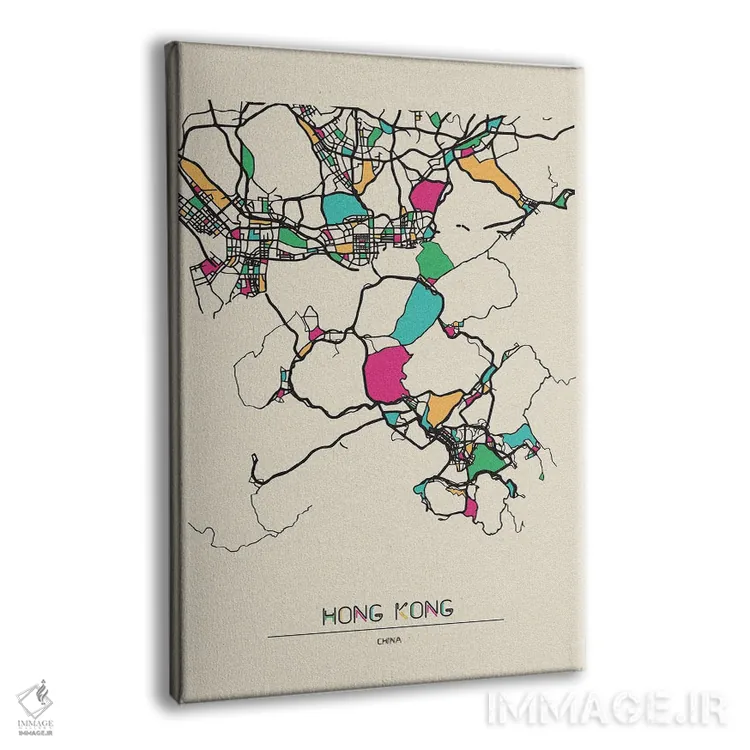 تابلو نقشه هنگکنگ، چین اثر آیشه دنیز آکِرمان - نمای پرسپکتیو محصول