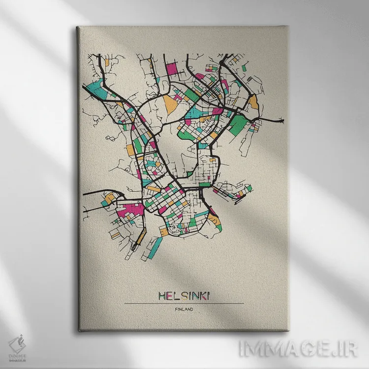 تابلو نقشه هلسینکی، فنلاند اثر آیشه دنیز آکِرمان - نمای روبهرو روی دیوار