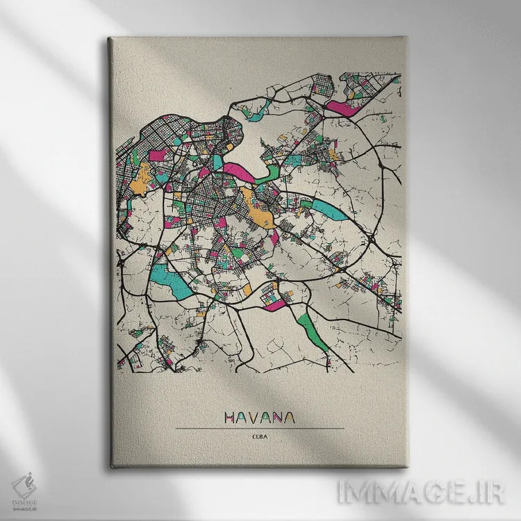 تابلو نقشه هاوانا، کوبا اثر آیشه دنیز آکِرمان - نمای روبهرو روی دیوار