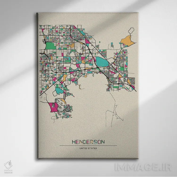 تابلو نقشه هندرسون، نوادا اثر آیشه دنیز آکِرمان - نمای روبهرو روی دیوار