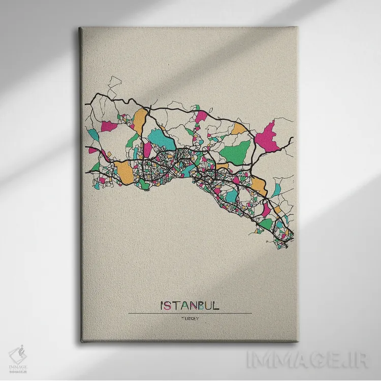 تابلو نقشه استانبول، ترکیه اثر آیشه دنیز آکِرمان - نمای روبهرو روی دیوار