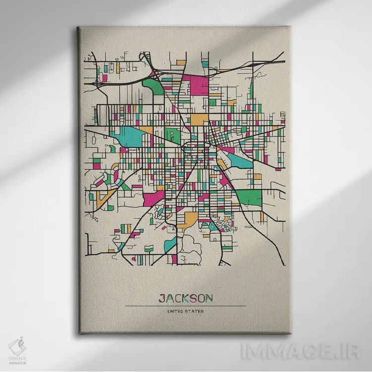 تابلو نقشه جکسون، میشیگان اثر آیشه دنیز آکِرمان - نمای روبهرو روی دیوار