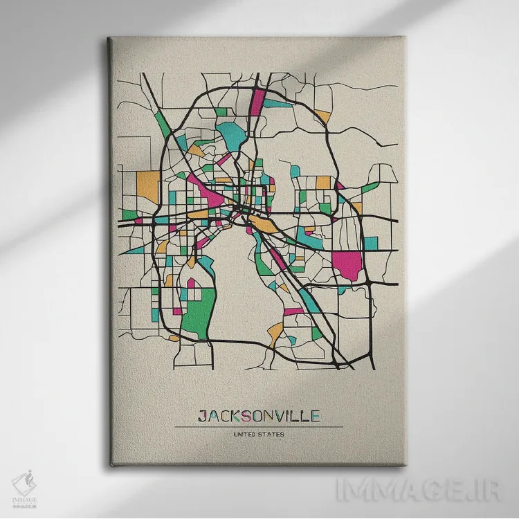 تابلو نقشه جکسونویل، فلوریدا اثر آیشه دنیز آکِرمان - نمای روبهرو روی دیوار