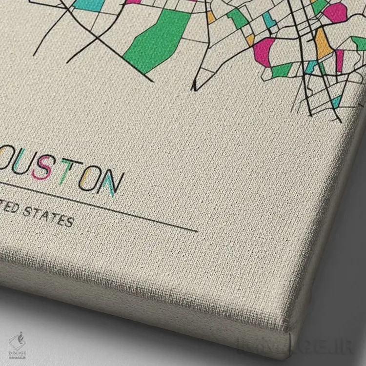 تابلو نقشه هیوستون، تگزاس اثر آیشه دنیز آکِرمان - نمای نزدیک بافت بوم