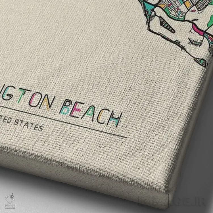 تابلو نقشه هانتینگتون بیچ، کالیفرنیا اثر آیشه دنیز آکِرمان - نمای نزدیک بافت بوم