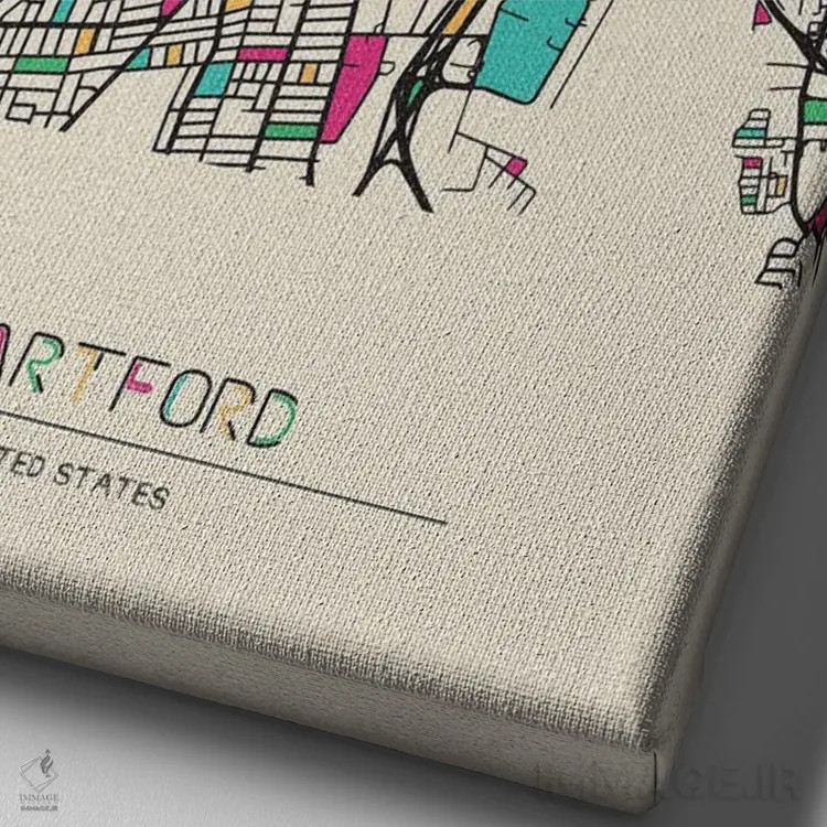 تابلو نقشه هارتفورد، کنتیکت اثر آیشه دنیز آکِرمان - نمای نزدیک بافت بوم