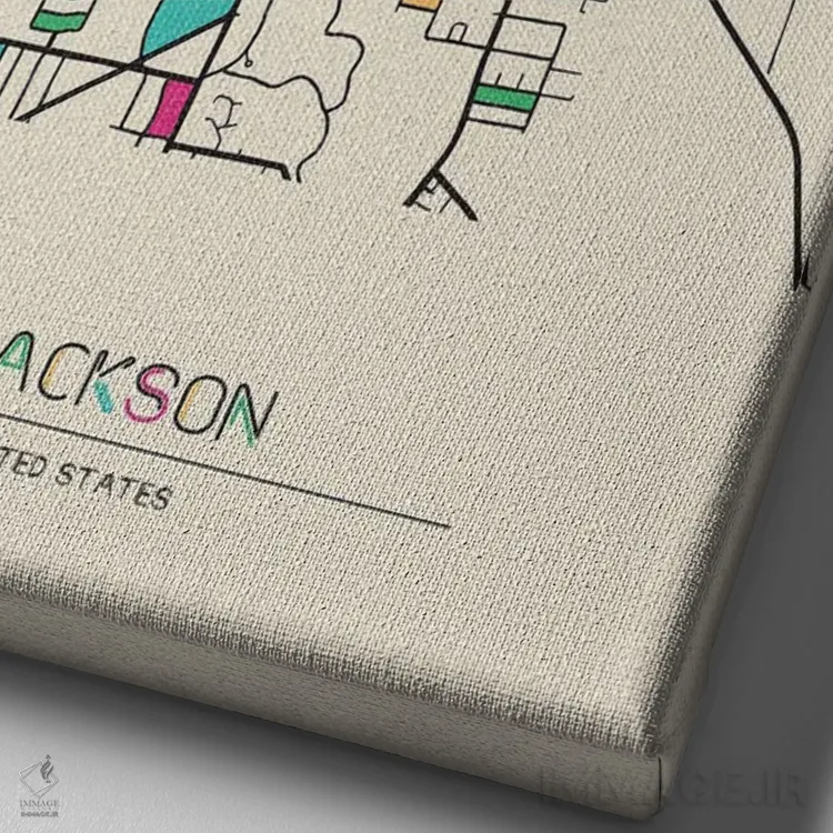 تابلو نقشه جکسون، میشیگان اثر آیشه دنیز آکِرمان - نمای نزدیک بافت بوم