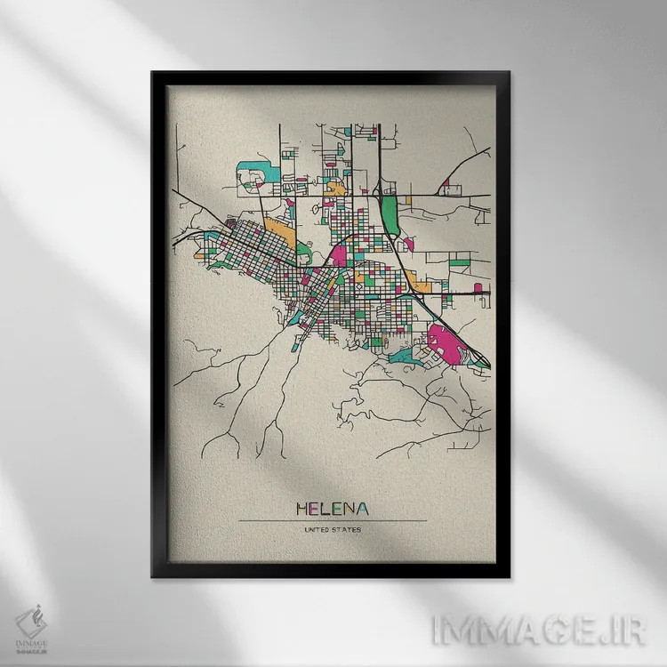 تابلو نقشه هلنا، مونتانا اثر آیشه دنیز آکِرمان - نمای قابدار مشکی