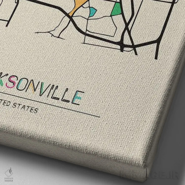 تابلو نقشه جکسونویل، فلوریدا اثر آیشه دنیز آکِرمان - نمای نزدیک بافت بوم