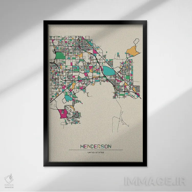 تابلو نقشه هندرسون، نوادا اثر آیشه دنیز آکِرمان - نمای قابدار مشکی