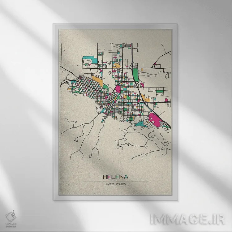 تابلو نقشه هلنا، مونتانا اثر آیشه دنیز آکِرمان - نمای قابدار سفید