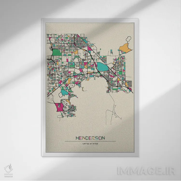 تابلو نقشه هندرسون، نوادا اثر آیشه دنیز آکِرمان - نمای قابدار سفید