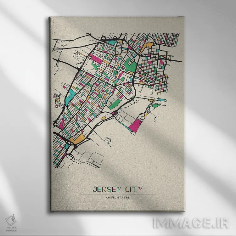 تابلو نقشه جرزیسیتی، نیوجرسی اثر آیشه دنیز آکِرمان - نمای روبهرو روی دیوار