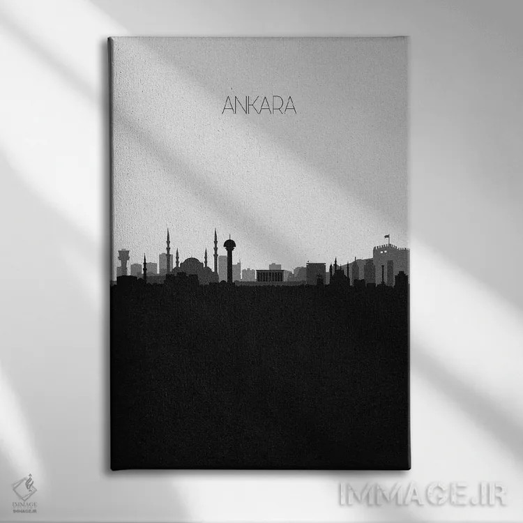 تابلو نما و افق شهری آنکارا، ترکیه اثر آیشه دنیز آکِرمان - نمای روبهرو روی دیوار
