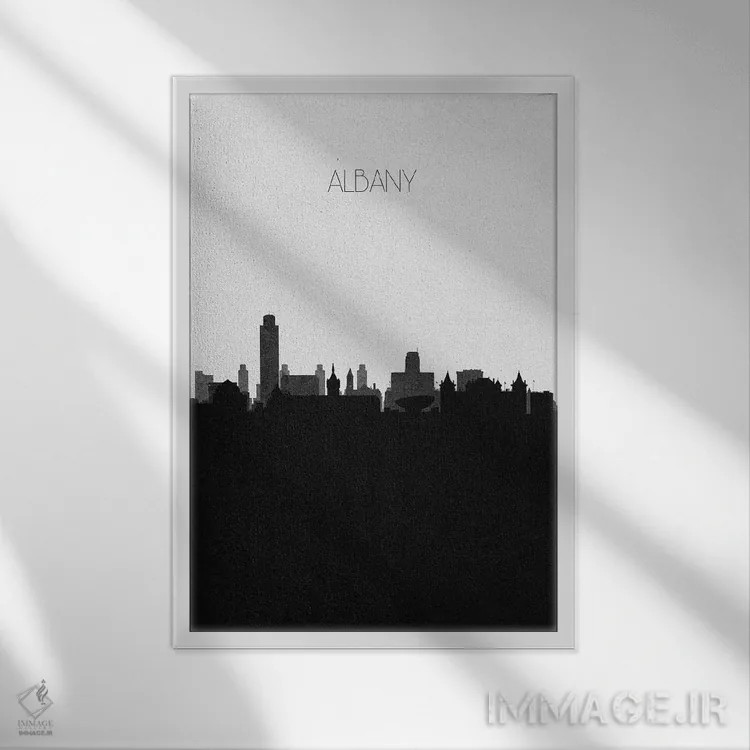 تابلو نما و افق شهری آلبانی، نیویورک اثر آیشه دنیز آکِرمان - نمای قابدار سفید