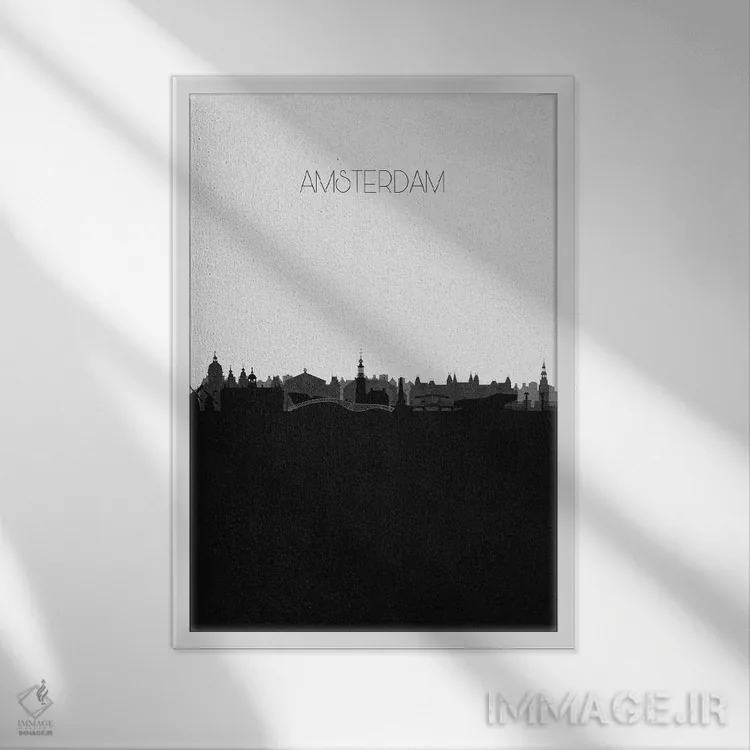تابلو نما و افق شهری آمستردام، هلند اثر آیشه دنیز آکِرمان - نمای قابدار سفید