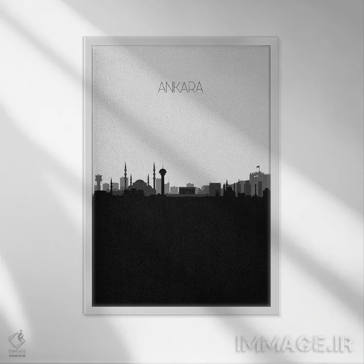 تابلو نما و افق شهری آنکارا، ترکیه اثر آیشه دنیز آکِرمان - نمای قابدار سفید