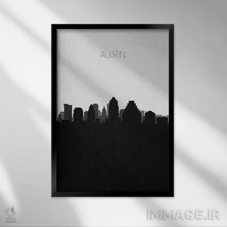تابلو نما و افق شهری آستین، تگزاس اثر آیشه دنیز آکِرمان - نمای قابدار مشکی