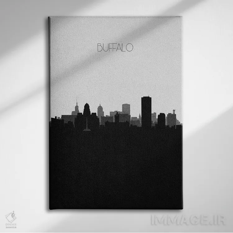 تابلو نما و افق شهری بوفالو، نیویورک اثر آیشه دنیز آکِرمان - نمای روبهرو روی دیوار