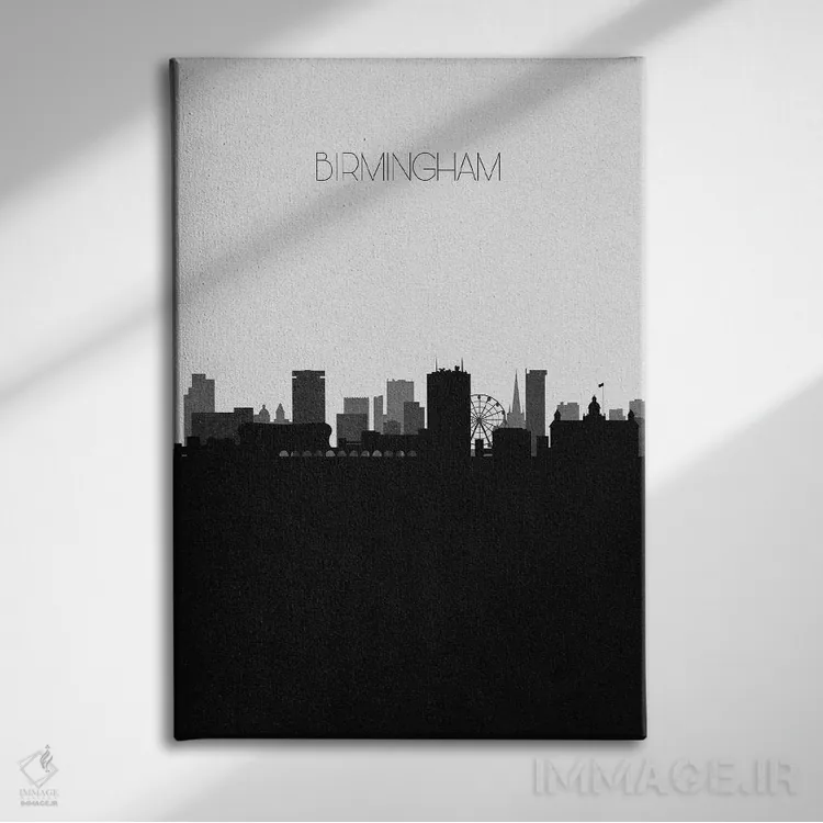 تابلو نما و افق شهری بیرمنگام، انگلستان اثر آیشه دنیز آکِرمان - نمای روبهرو روی دیوار