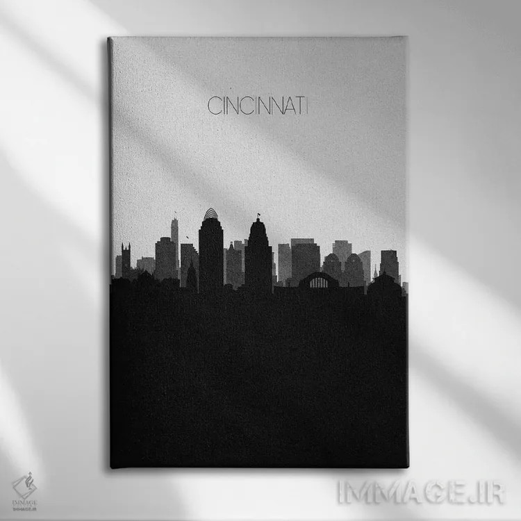 تابلو نما و افق شهری سینسیناتی، اوهایو اثر آیشه دنیز آکِرمان - نمای روبهرو روی دیوار