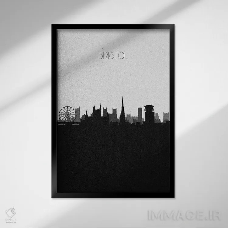 تابلو نما و افق شهری بریستول، انگلستان اثر آیشه دنیز آکِرمان - نمای قابدار مشکی