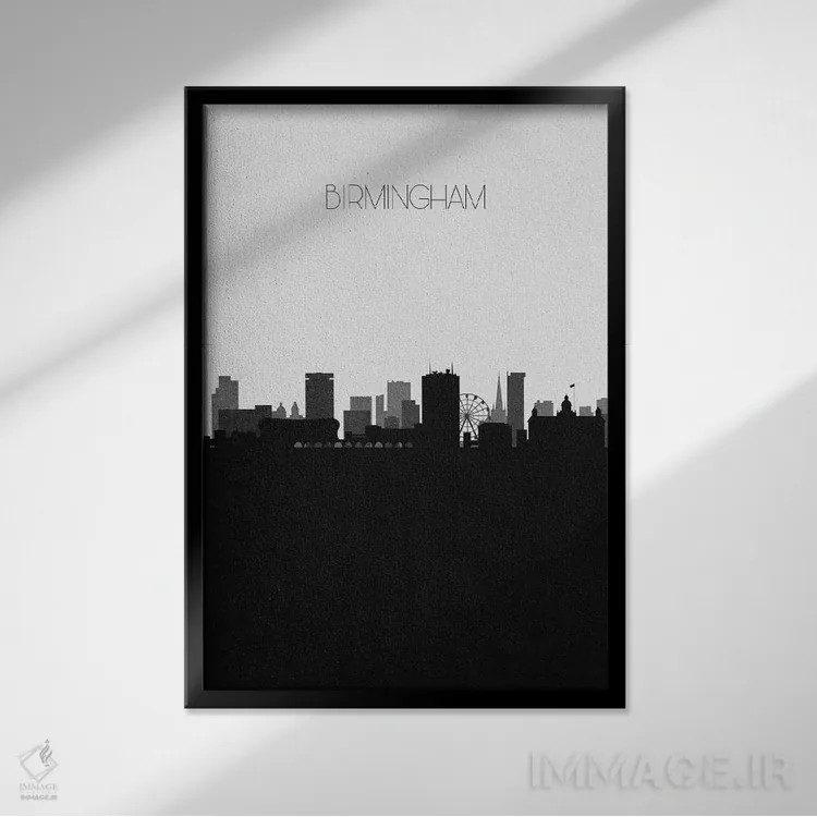 تابلو نما و افق شهری بیرمنگام، انگلستان اثر آیشه دنیز آکِرمان - نمای قابدار مشکی