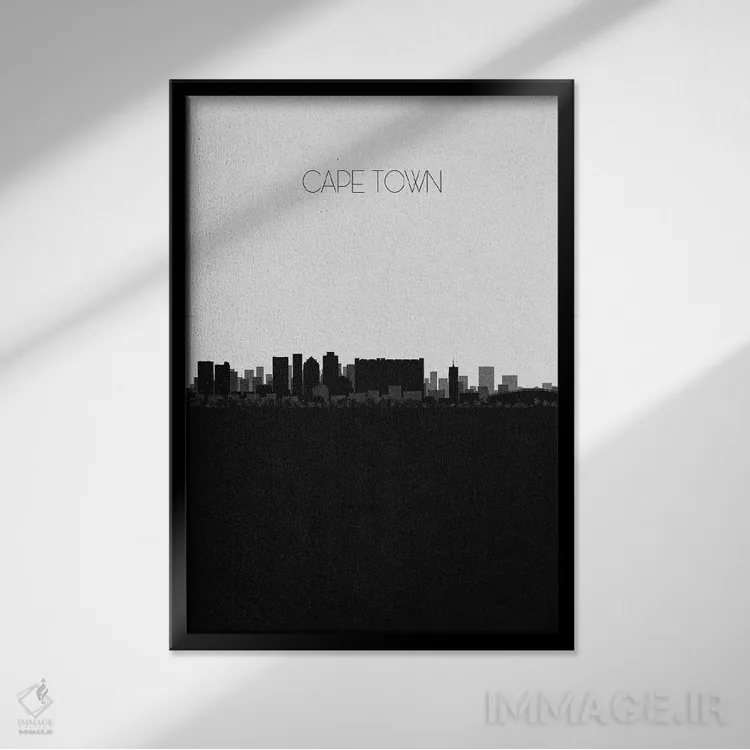 تابلو نما و افق شهری کیپتاون، آفریقای جنوبی اثر آیشه دنیز آکِرمان - نمای قابدار مشکی