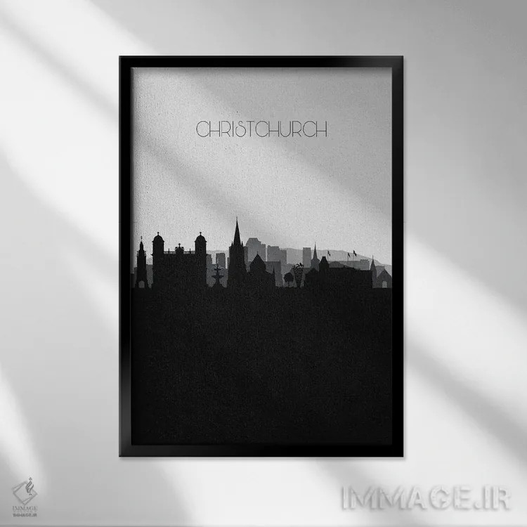 تابلو نما و افق شهری کرایستچرچ، نیوزیلند اثر آیشه دنیز آکِرمان - نمای قابدار مشکی