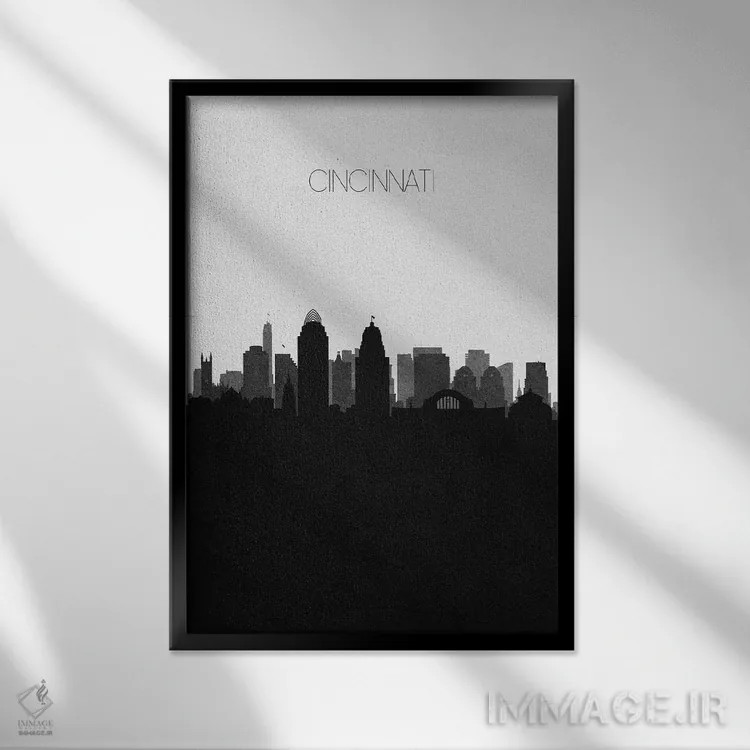 تابلو نما و افق شهری سینسیناتی، اوهایو اثر آیشه دنیز آکِرمان - نمای قابدار مشکی