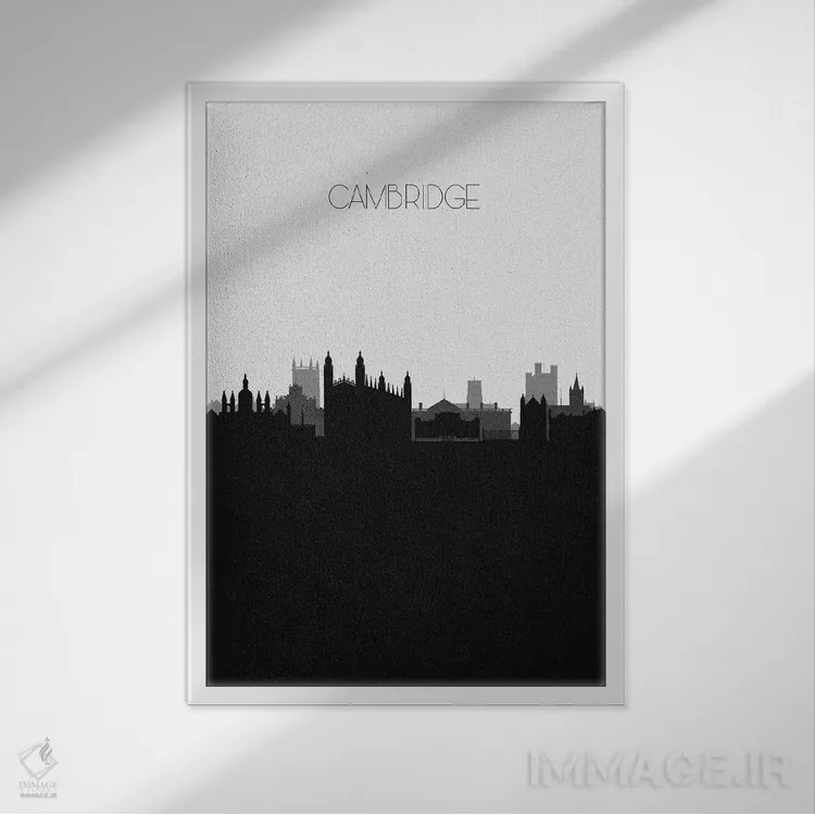 تابلو نما و افق شهری کمبریج، بریتانیا اثر آیشه دنیز آکِرمان - نمای قابدار سفید