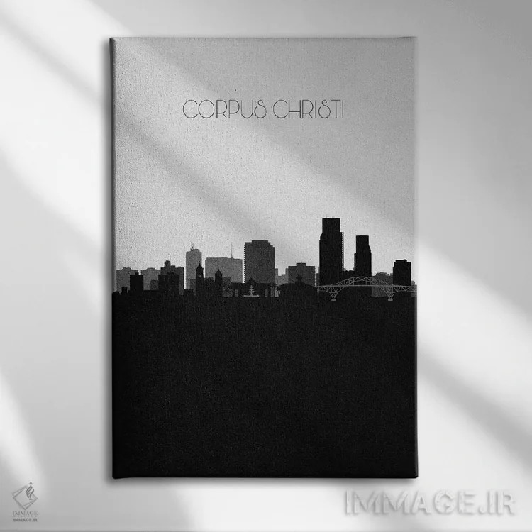 تابلو نما و افق شهری کورپس کریستی، تگزاس اثر آیشه دنیز آکِرمان - نمای روبهرو روی دیوار
