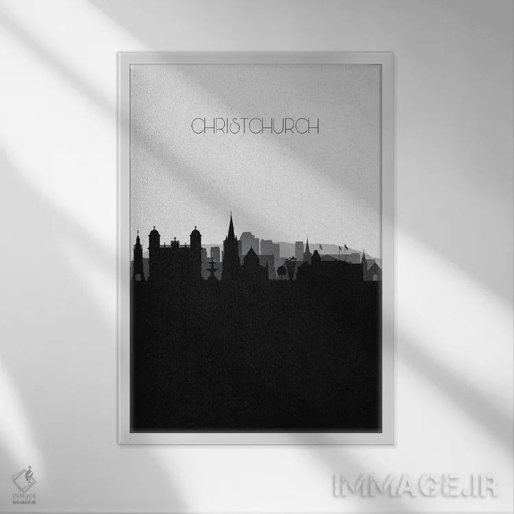 تابلو نما و افق شهری کرایستچرچ، نیوزیلند اثر آیشه دنیز آکِرمان - نمای قابدار سفید