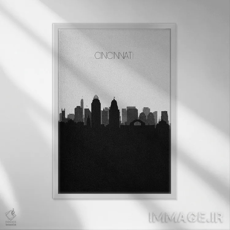 تابلو نما و افق شهری سینسیناتی، اوهایو اثر آیشه دنیز آکِرمان - نمای قابدار سفید