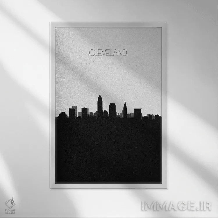 تابلو نما و افق شهری کلیولند، اوهایو اثر آیشه دنیز آکِرمان - نمای قابدار سفید