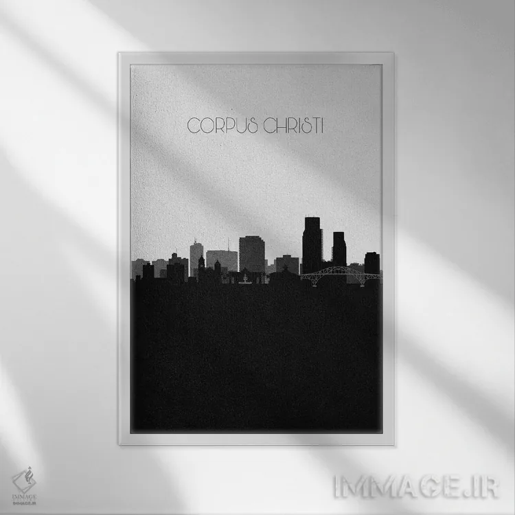 تابلو نما و افق شهری کورپس کریستی، تگزاس اثر آیشه دنیز آکِرمان - نمای قابدار سفید