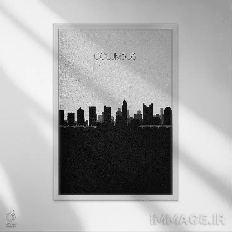 تابلو نما و افق شهری کلمبوس، اوهایو اثر آیشه دنیز آکِرمان - نمای قابدار سفید