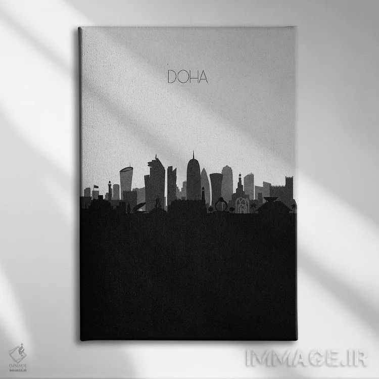 تابلو خط افق شهر دوحه، قطر اثر آیشه دنیز آکِرمان - نمای روبهرو روی دیوار