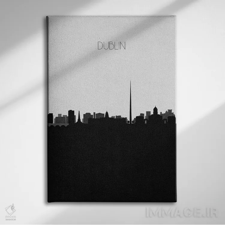 تابلو خط افق شهر دوبلین، ایرلند اثر آیشه دنیز آکِرمان - نمای روبهرو روی دیوار