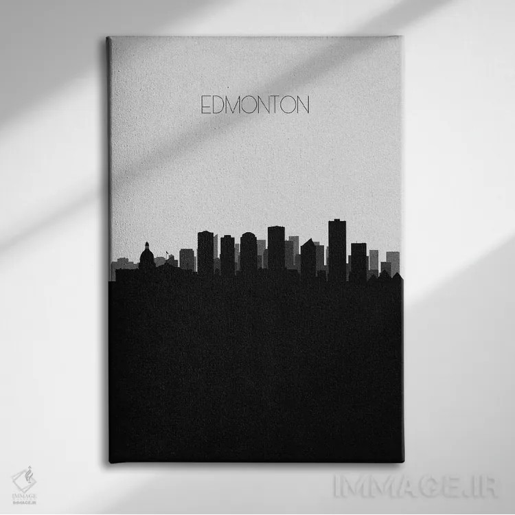 تابلو خط افق شهر ادمونتون، کانادا اثر آیشه دنیز آکِرمان - نمای روبهرو روی دیوار