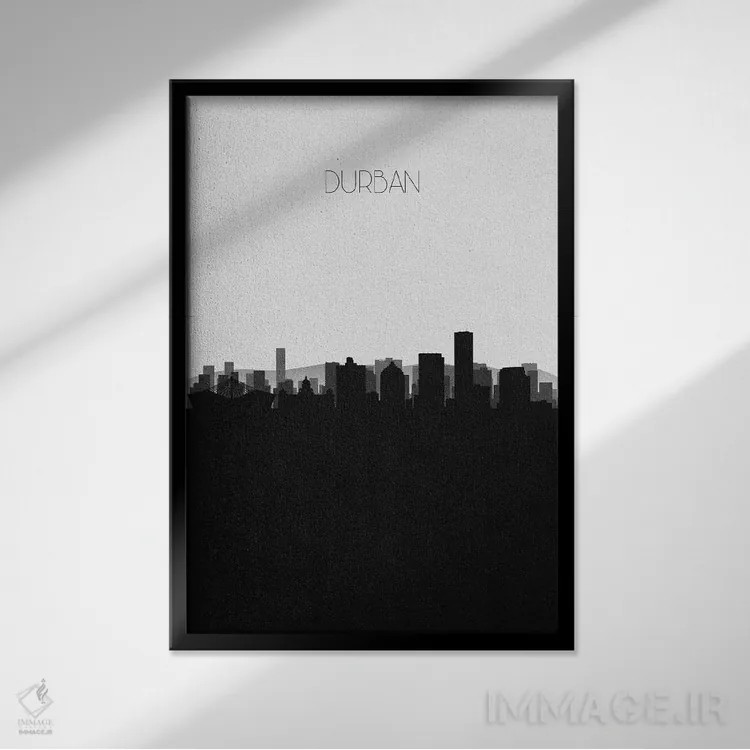 تابلو خط افق شهر دوربان، آفریقای جنوبی اثر آیشه دنیز آکِرمان - نمای قابدار مشکی