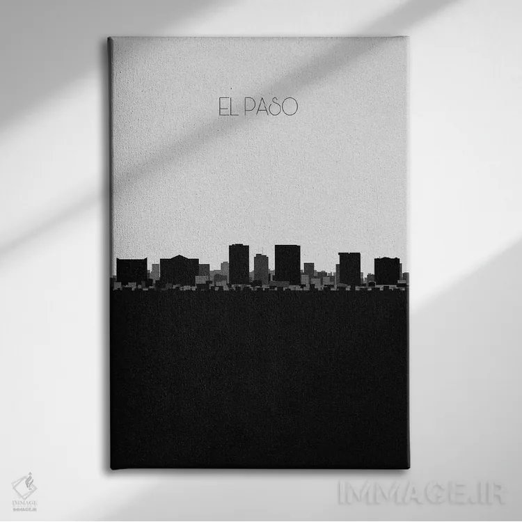 تابلو خط افق شهر ال پاسو، تگزاس اثر آیشه دنیز آکِرمان - نمای روبهرو روی دیوار